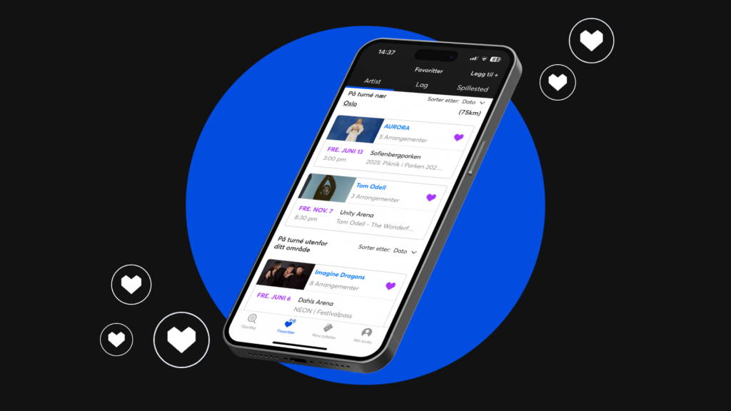 Følg favorittene dine i Ticketmaster-appen